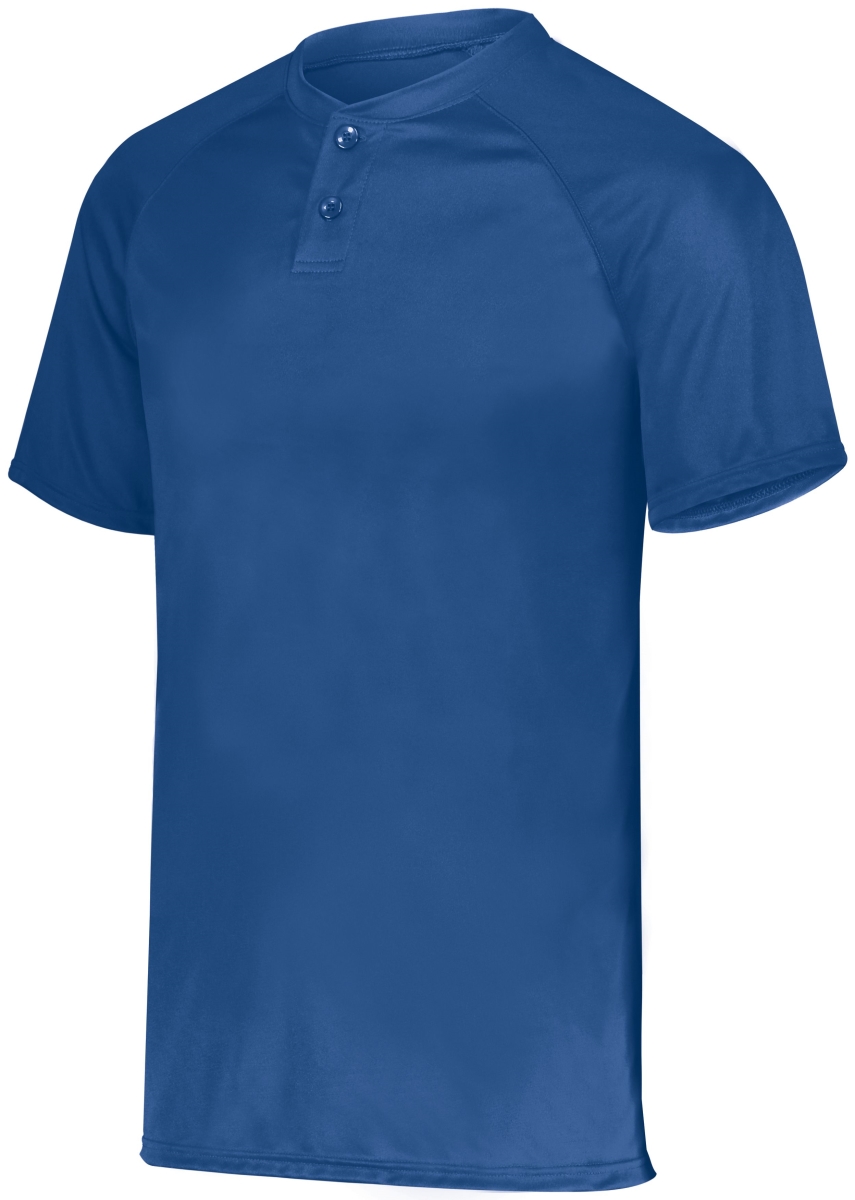 1565.060.M Attain Wicking Two-Button Baseball Jersey, Royal - Medium