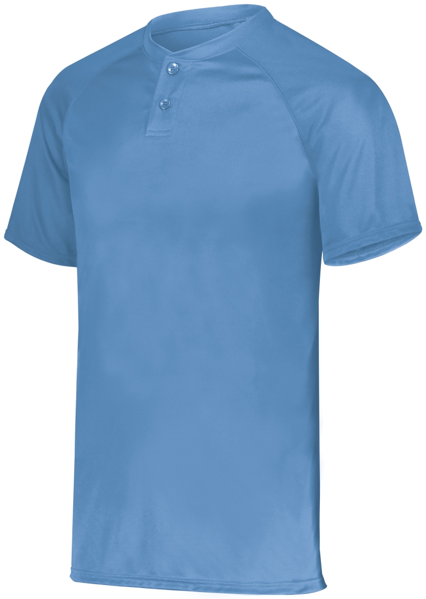 1565.089.S Attain Wicking Two-Button Baseball Jersey, Columbia Blue - Small