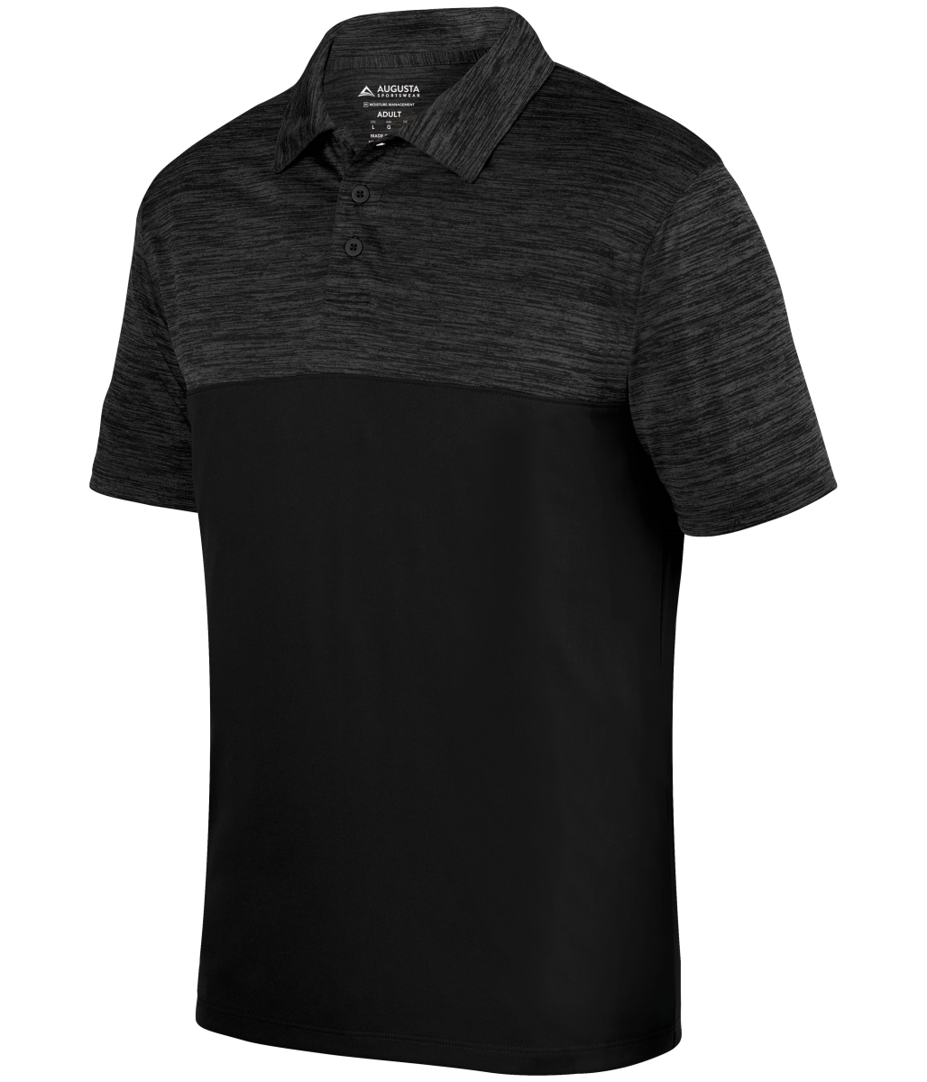 5412.080.M Shadow Tonal Heather Polo T-Shirt, Black - Medium