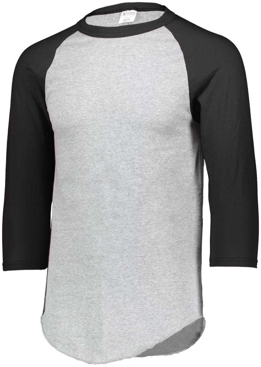 4420.158.M Baseball 3 by 4 Sleeve T-Shirt 2.0, Athletic Heather & Black - Medium