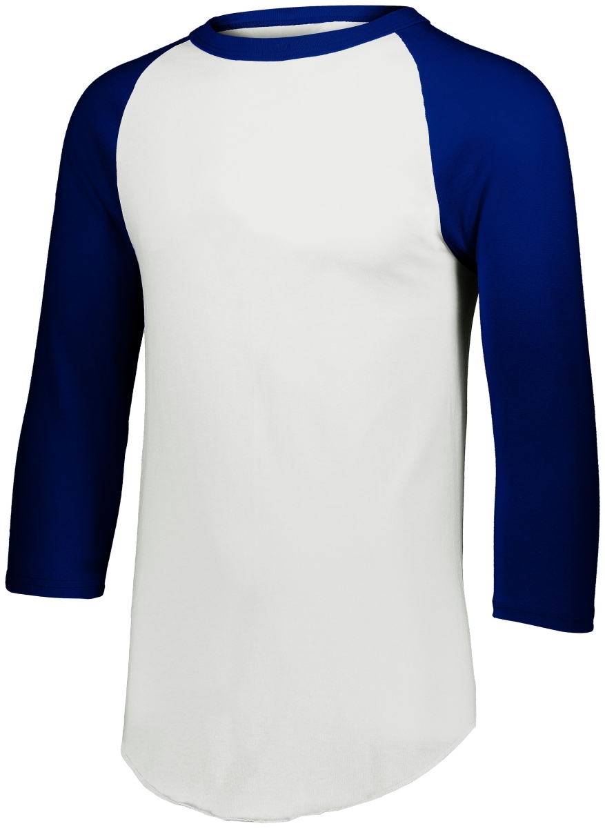 4420.221.S Baseball 3 by 4 Sleeve T-Shirt 2.0, White & Navy - Small