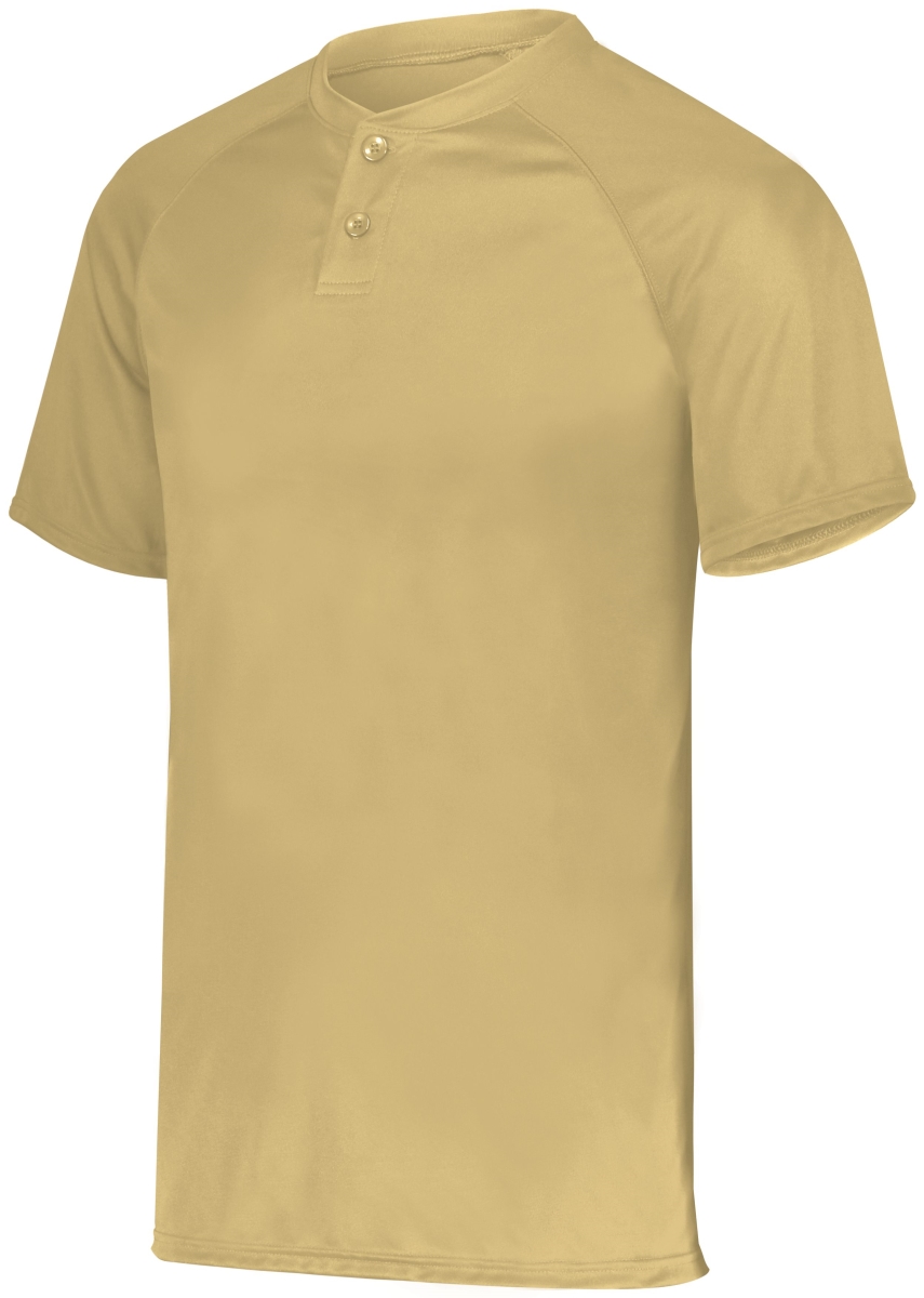 1565.023.M Attain Wicking Two-Button Baseball Jersey, Vegas Gold - Medium