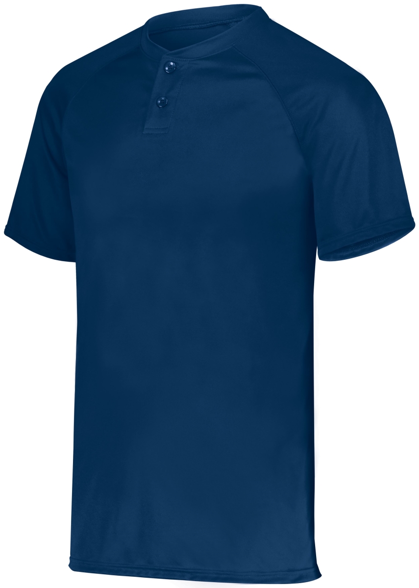 1565.065.M Attain Wicking Two-Button Baseball Jersey, Navy - Medium