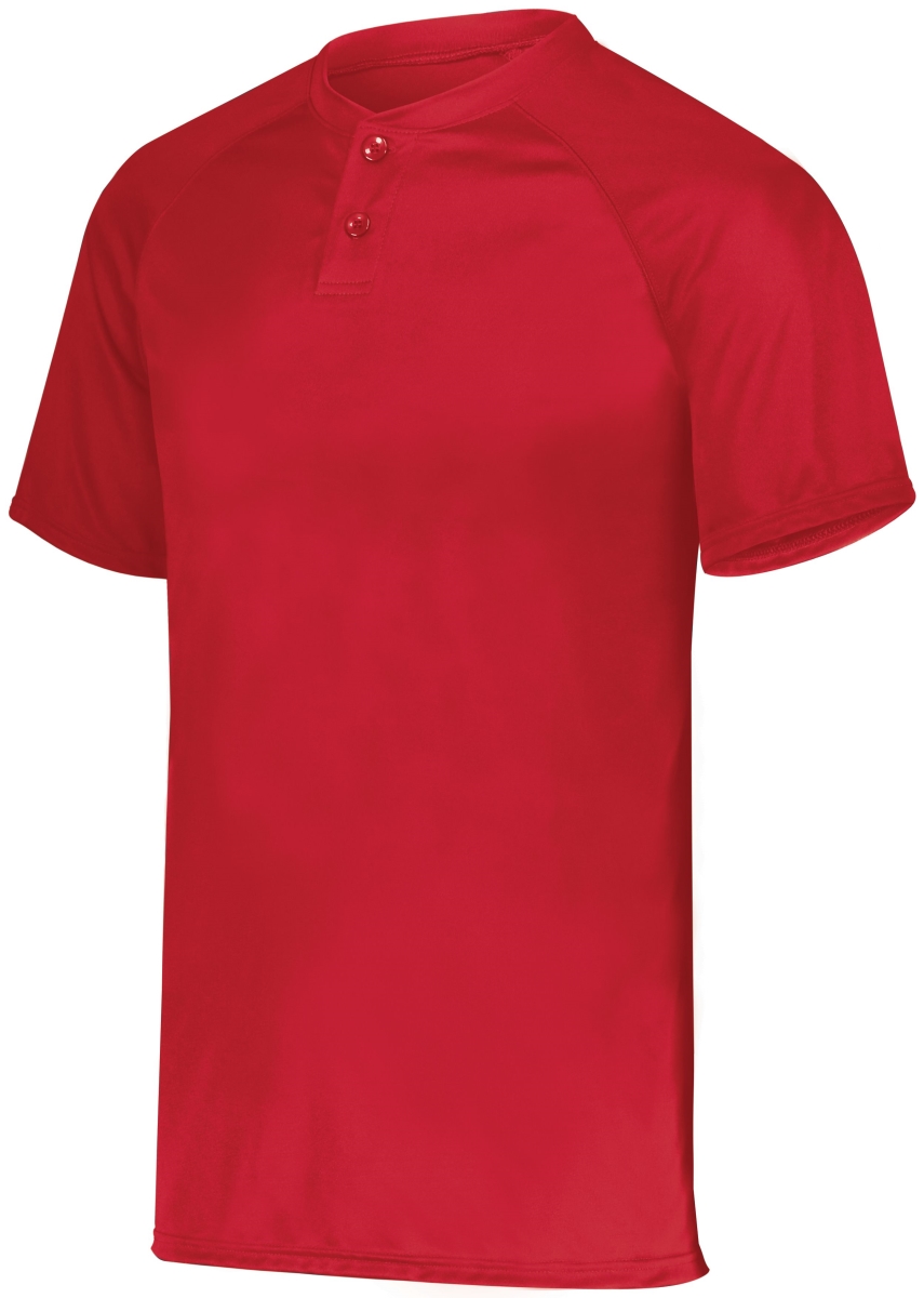1565.040.S Attain Wicking Two-Button Baseball Jersey, Red - Small