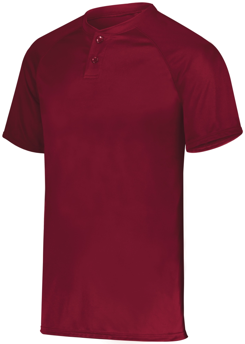 1565.J36.S Attain Wicking Two-Button Baseball Jersey, Cardinal - Small