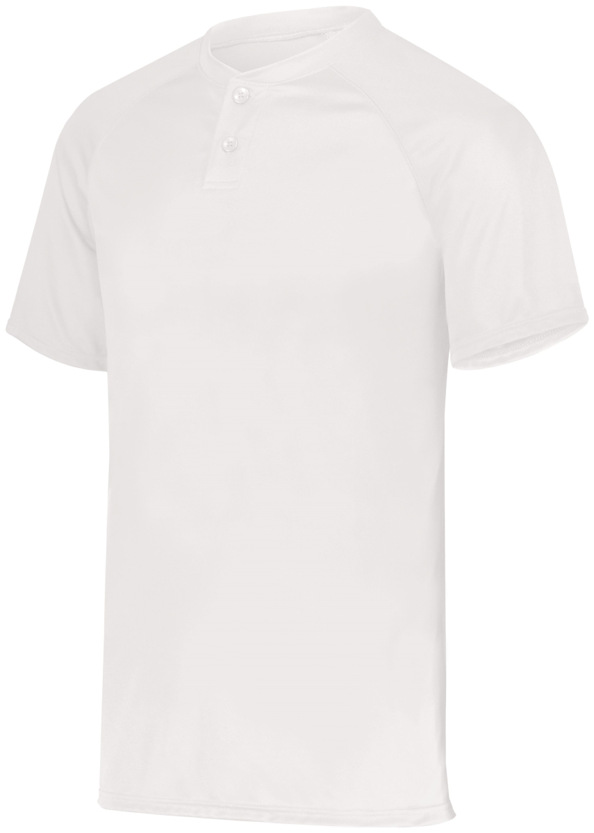 1565.005.XL Attain Wicking Two-Button Baseball Jersey, White - Extra Large