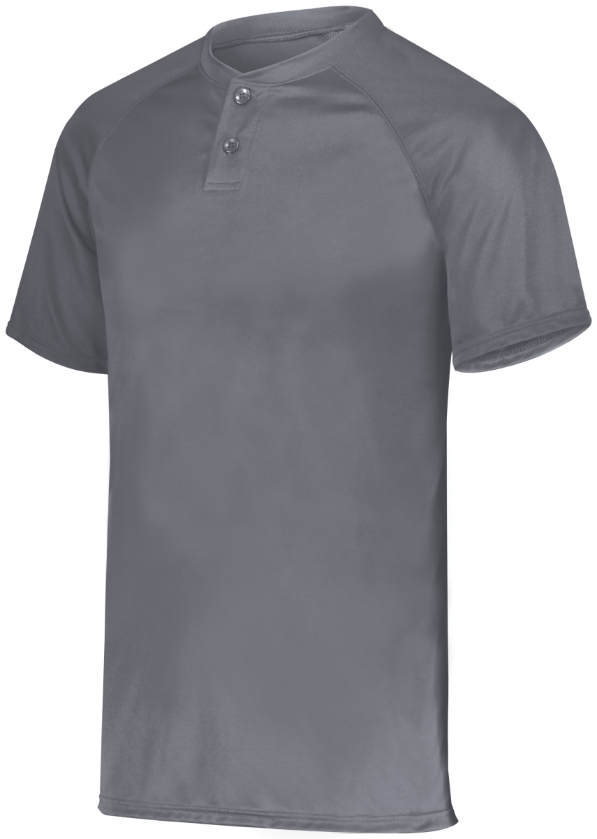 1566.059.S Youth Attain Wicking Two-Button Baseball Jersey, Graphite - Small