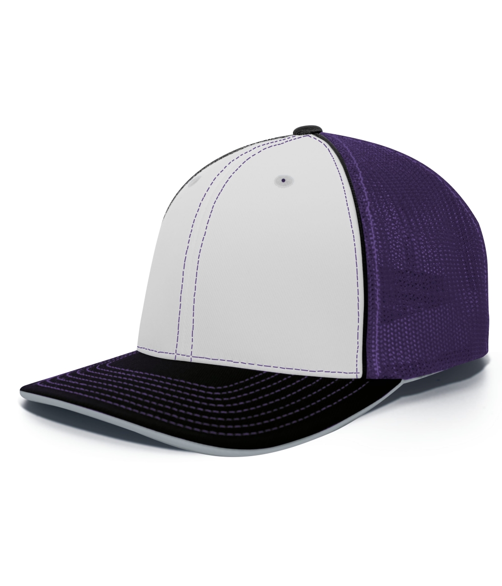 404F.T78.S-M Trucker Flexfit Cap, White, Purple & Black - Small & Medium