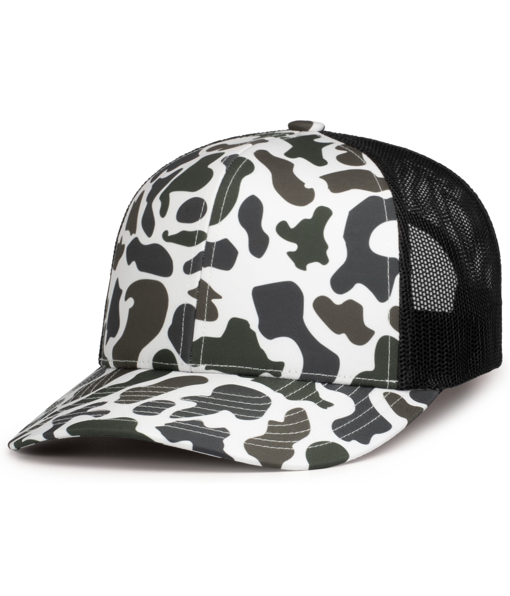 P686.1H2.OS Duck Camo Trucker Snapback Cap, Timberline & Light Charcoal - One Size