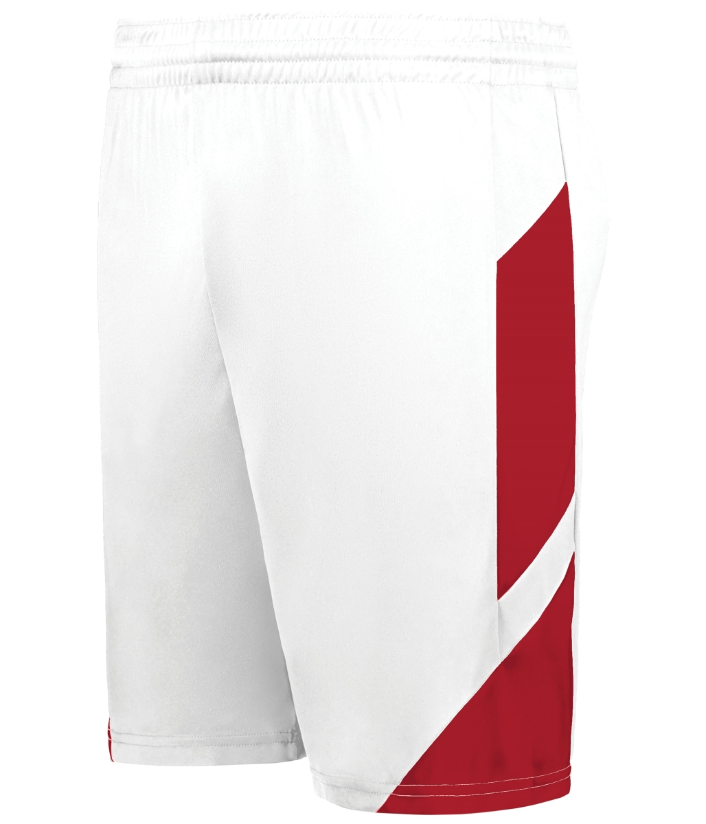 1737.225.M Youth Step-Back Modern Fit Basketball Shorts, White & Red - Medium