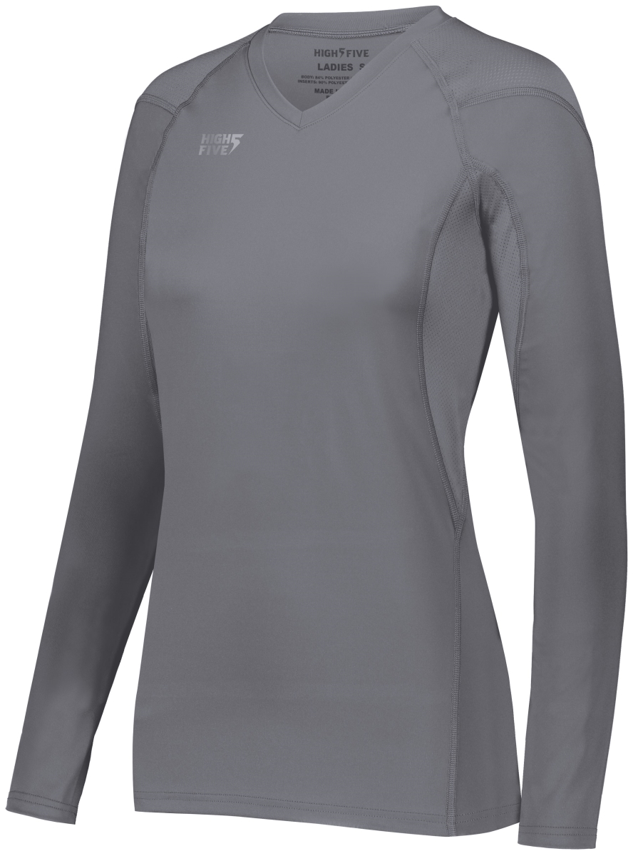 342213.059.XS Girls TruHit Long Sleeve Jersey, Graphite - Extra Small