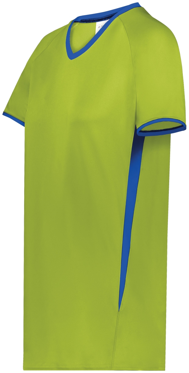 6915.03W.M Ladies Cutter Plus V-Neck Jersey, Lime & Royal - Medium