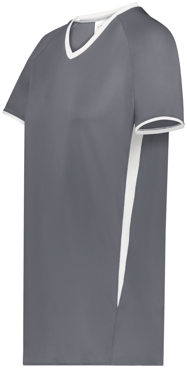 6915.R04.2XL Ladies Cutter Plus V-Neck Jersey, Graphite & White - 2XL