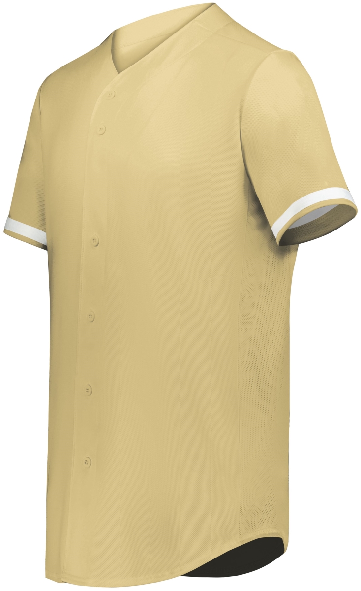 6909.250.L Cutter Plus Full Button Baseball Jersey, Vegas Gold & White - Large