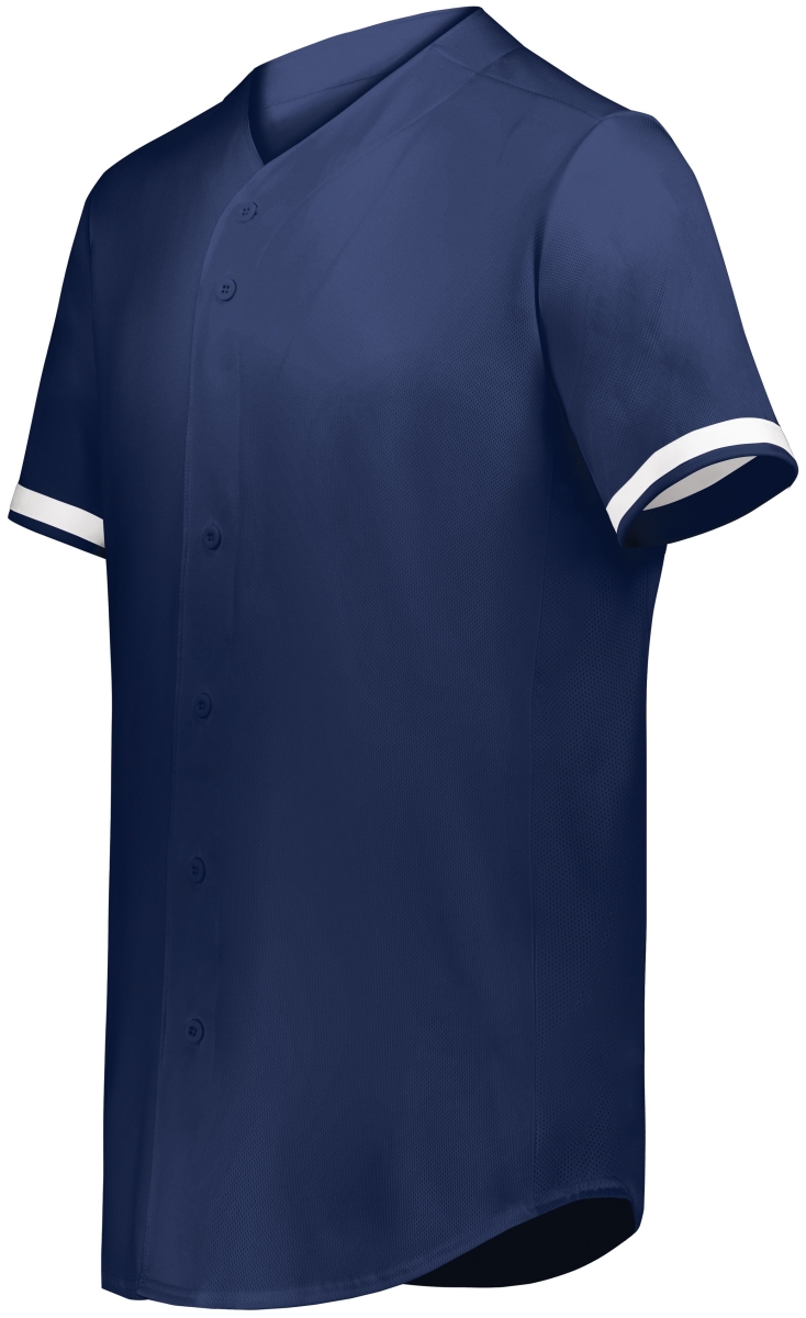6909.301.S Cutter Plus Full Button Baseball Jersey, Navy & White - Small