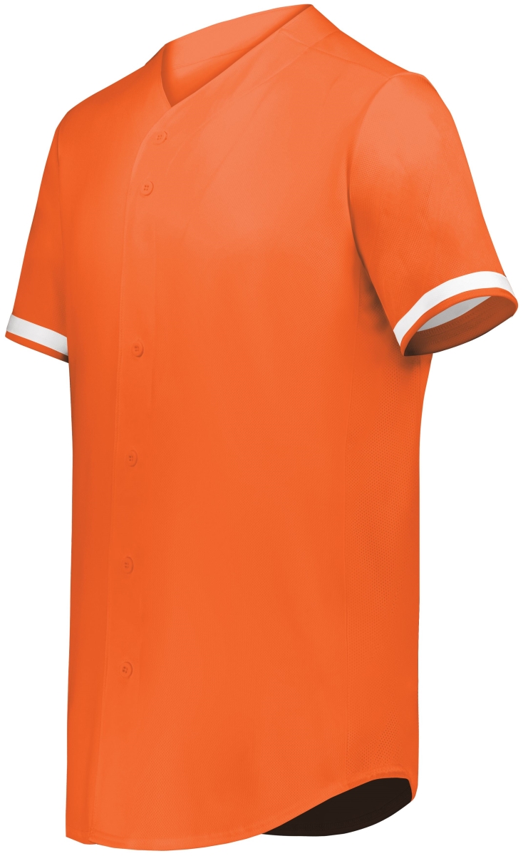 6909.320.XL Cutter Plus Full Button Baseball Jersey, Orange & White - Extra Large