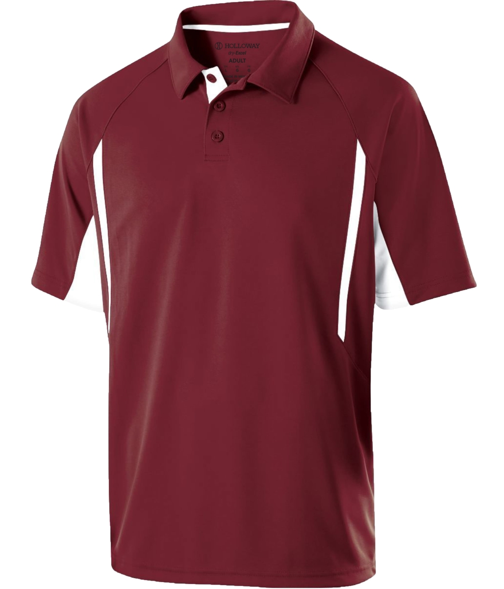 222530.409.S Avenger Polo T-Shirt, Cardinal & White - Small