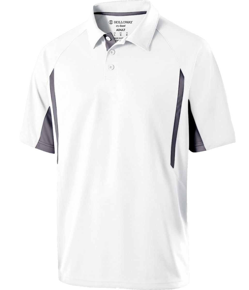 222530.751.L Avenger Polo T-Shirt, White & Graphite - Large
