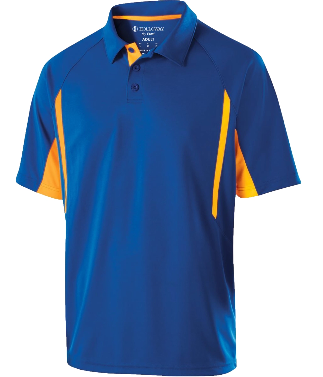 222530.S67.M Avenger Polo T-Shirt, Royal & Light Gold - Medium