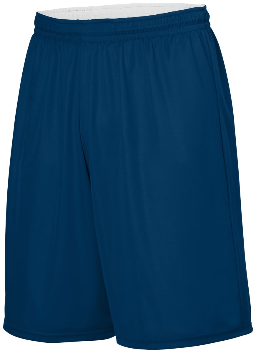 1407.301.M Youth Reversible Wicking Shorts, Navy & White - Medium