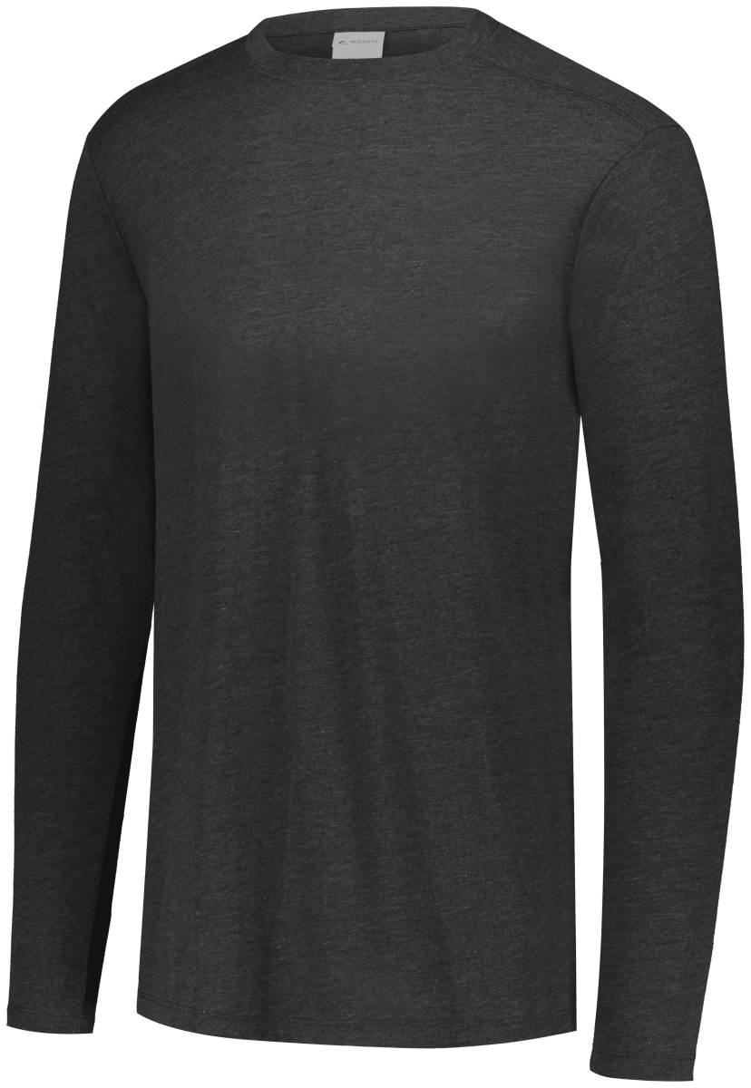 3076.K94.M Youth Tri-Blend Long Sleeve T-Shirt, Black Heather - Medium