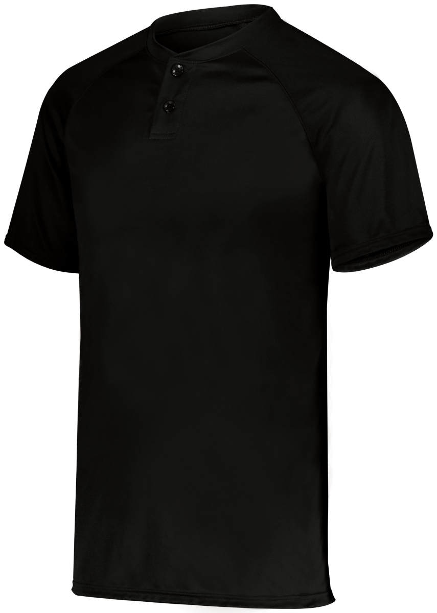 1565.080.M Attain Wicking Two-Button Baseball Jersey, Black - Medium