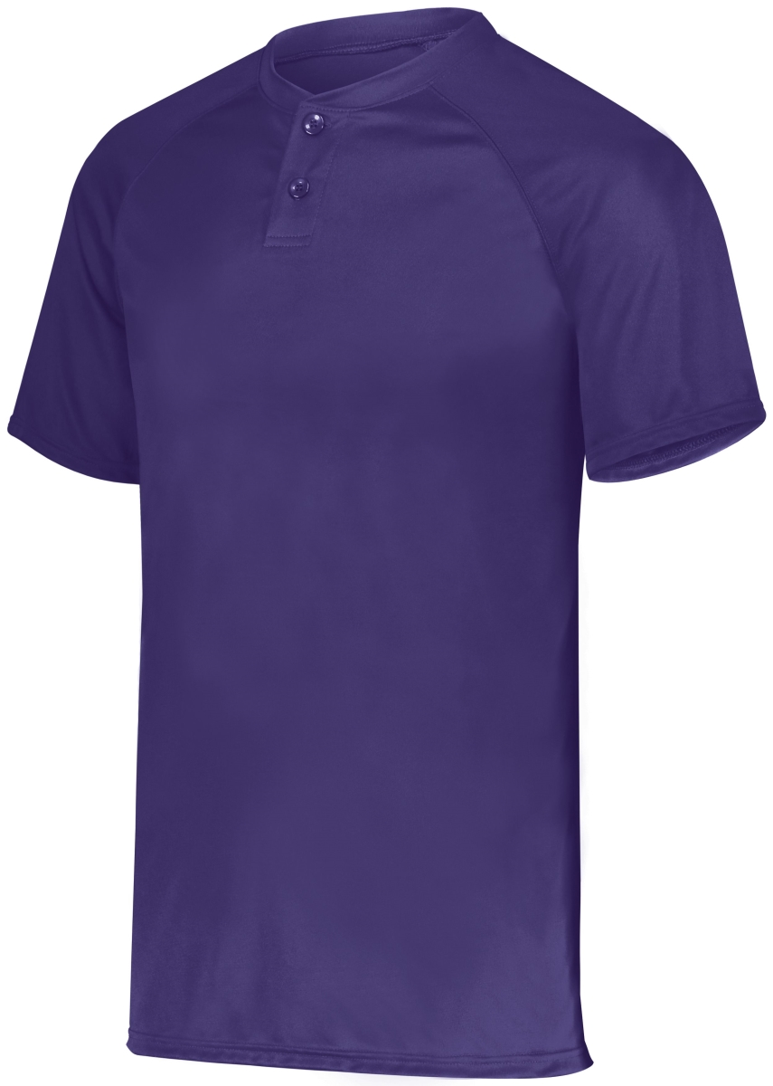 1565.747.M Attain Wicking Two-Button Baseball Jersey, Purple - Medium