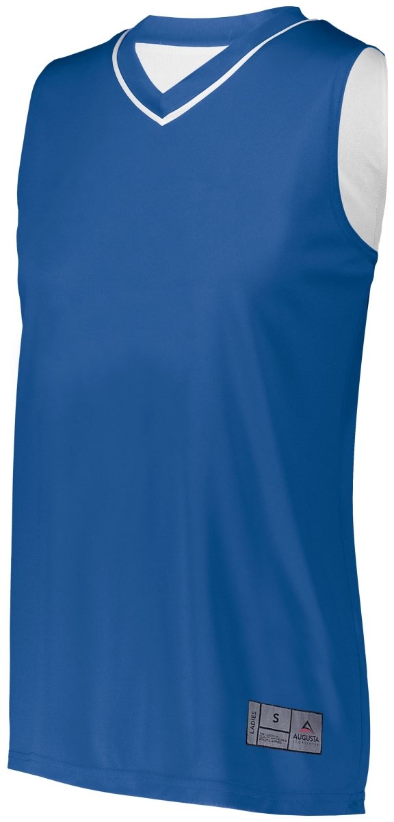154.280.M Ladies Reversible Two-Color Jersey, Royal & White - Medium