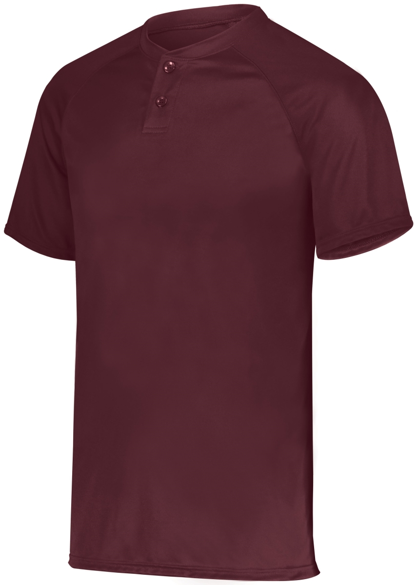 1565.745.L Attain Wicking Two-Button Baseball Jersey, Maroon - Large