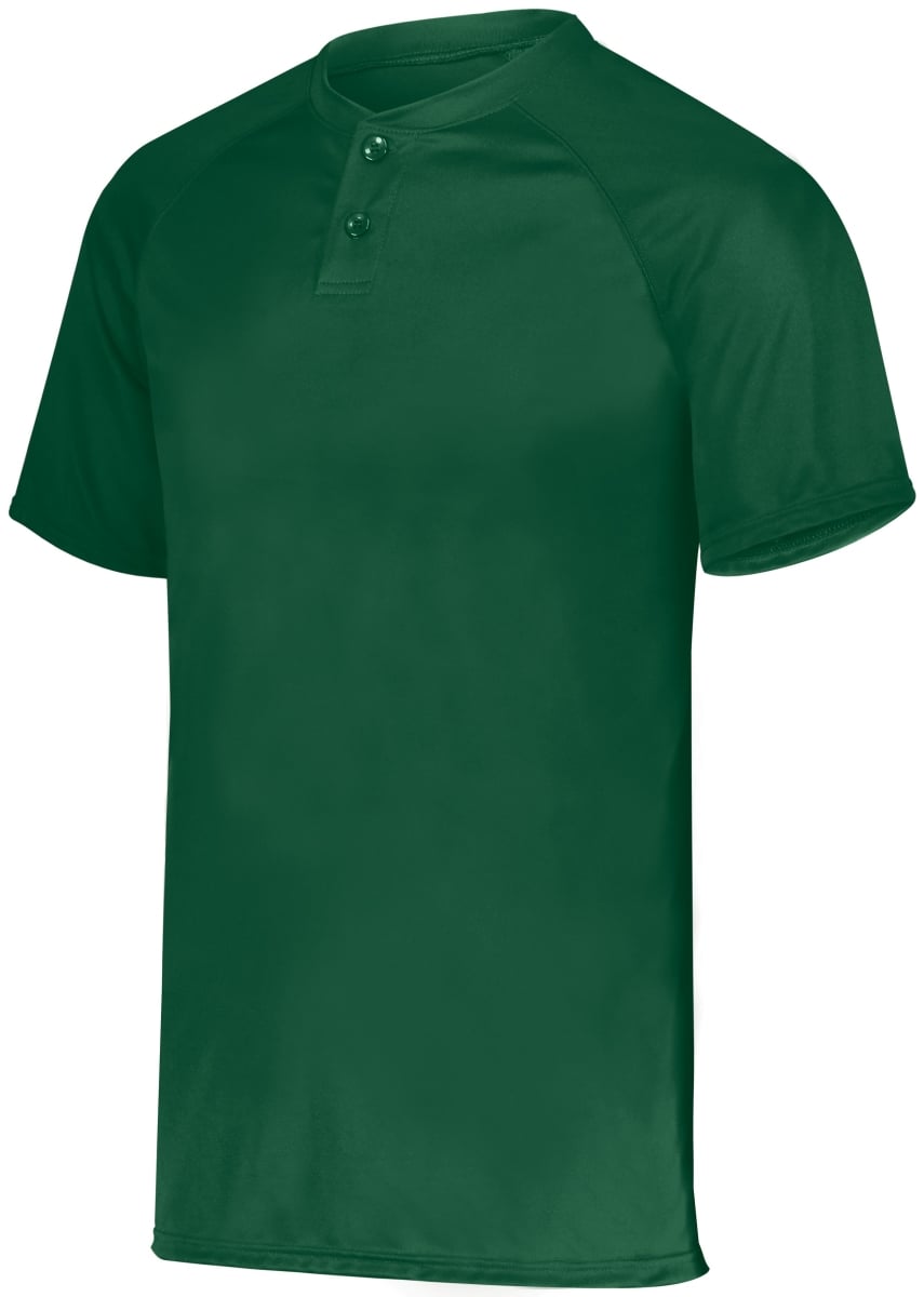 1565.035.M Attain Wicking Two-Button Baseball Jersey, Dark Green - Medium