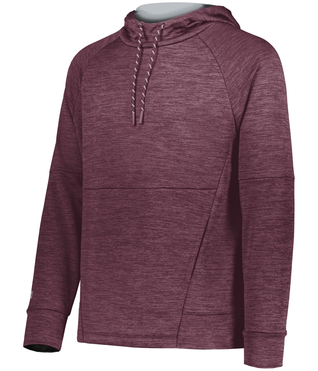 223580.181.XL All-Pro Performance Fleece Hoodie, Maroon Heather & Silver - Extra Large