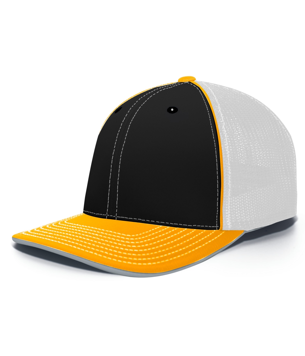 404F.532.XS Trucker Flexfit Cap, Black, White & Gold - Extra Small