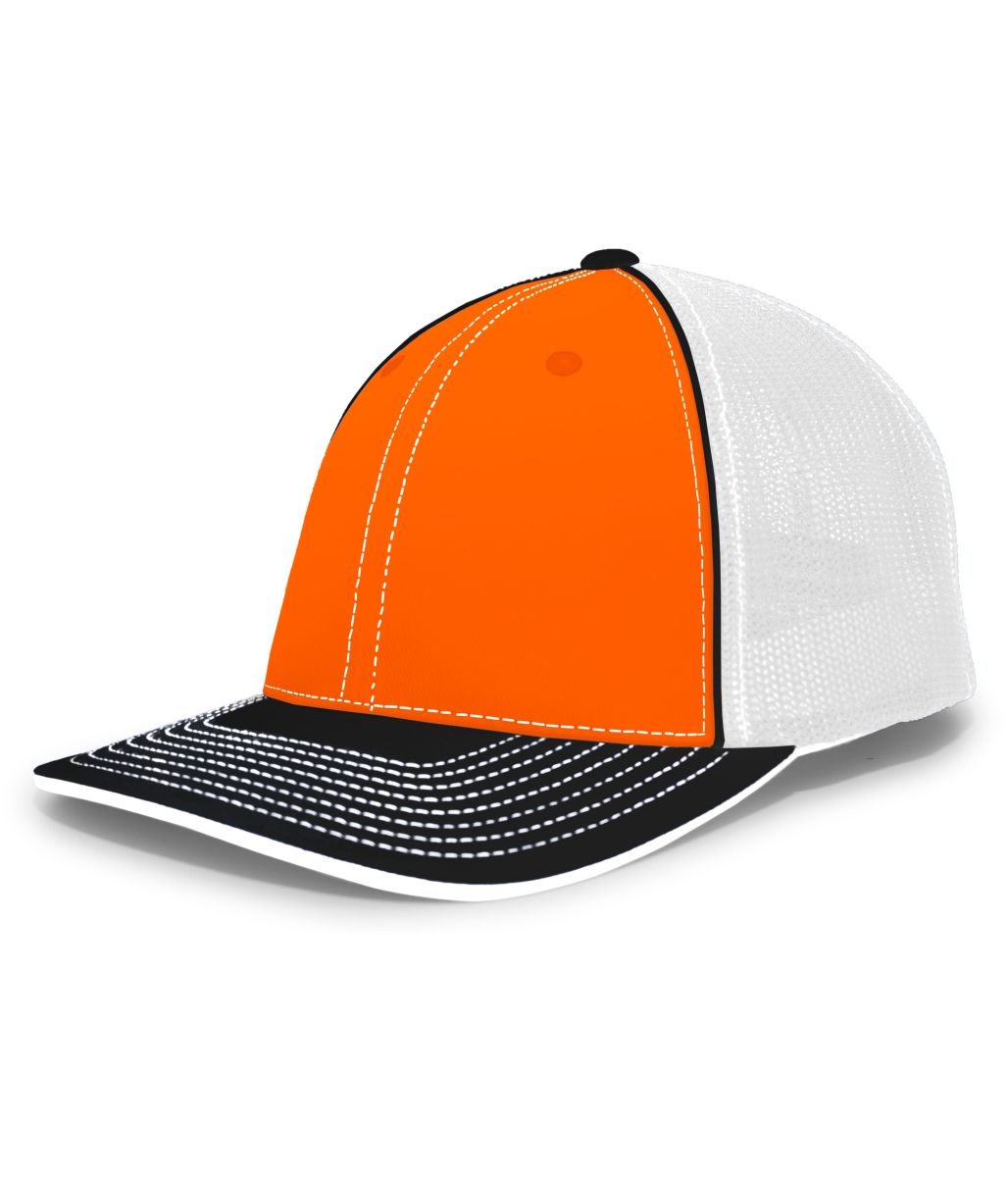 404F.651.XS Trucker Flexfit Cap, Orange, White & Black - Extra Small