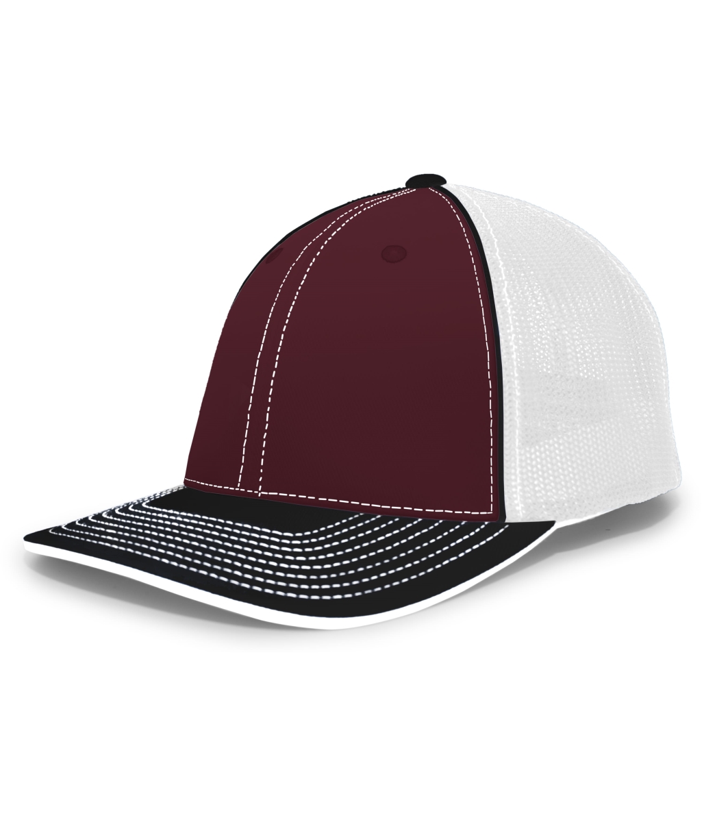 404F.162.S-M Trucker Flexfit Cap, Maroon, White & Black - Small & Medium