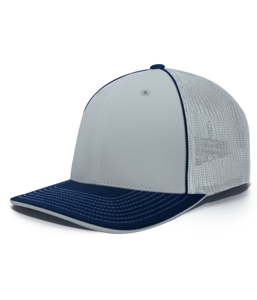 404F.169.XS Trucker Flexfit Cap, Silver & Navy - Extra Small