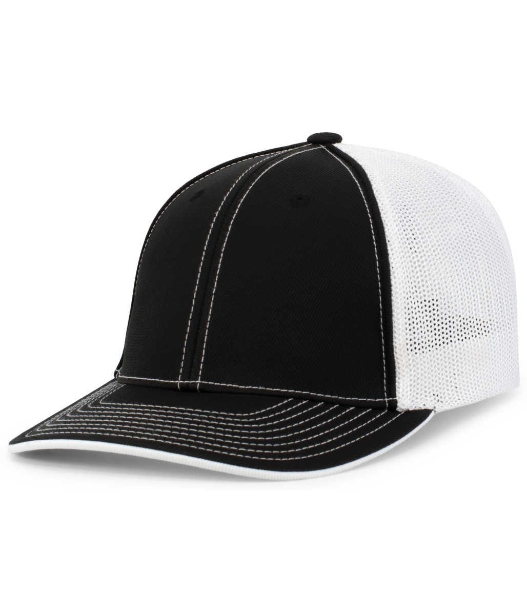 404F.419.XS Trucker Flexfit Cap, Black & White - Extra Small