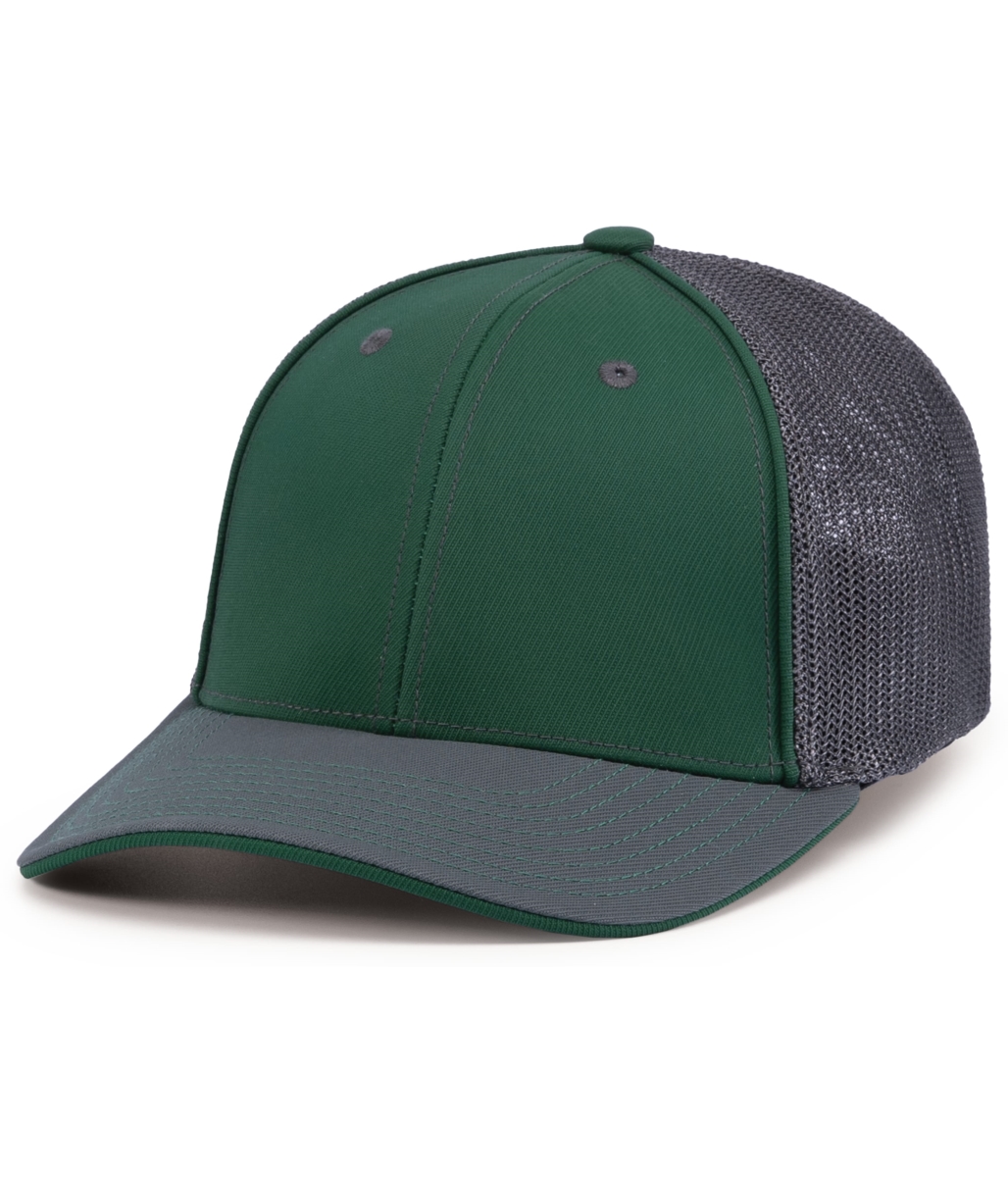 404F.92Q.XS Trucker Flexfit Cap, Dark Green & Graphite - Extra Small