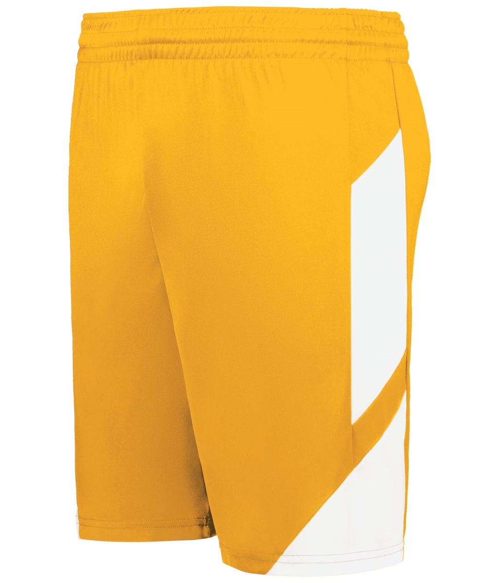 1736.245.M Step-Back Modern Fit Basketball Shorts, Gold & White - Medium