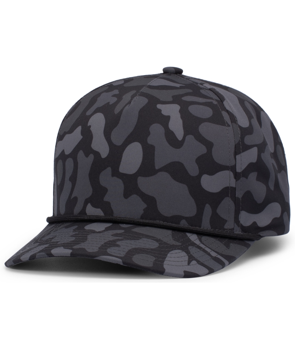 P685.601.OS Duck Camo 5-Panel Trucker Cap, Blackout - One Size