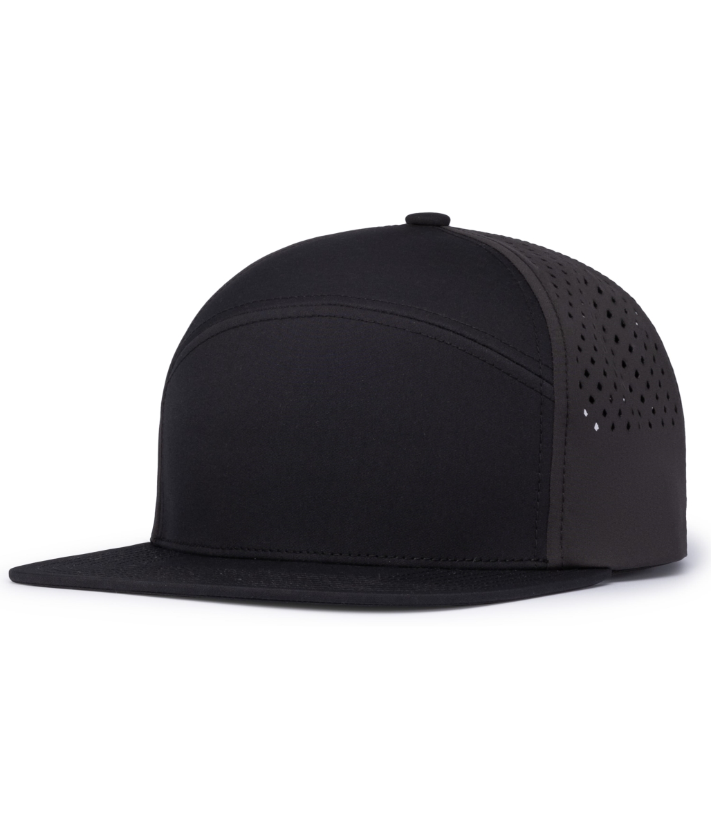 P788.271.OS Perforated 6-Panel Arch Cap, Black & Charcoal - One Size