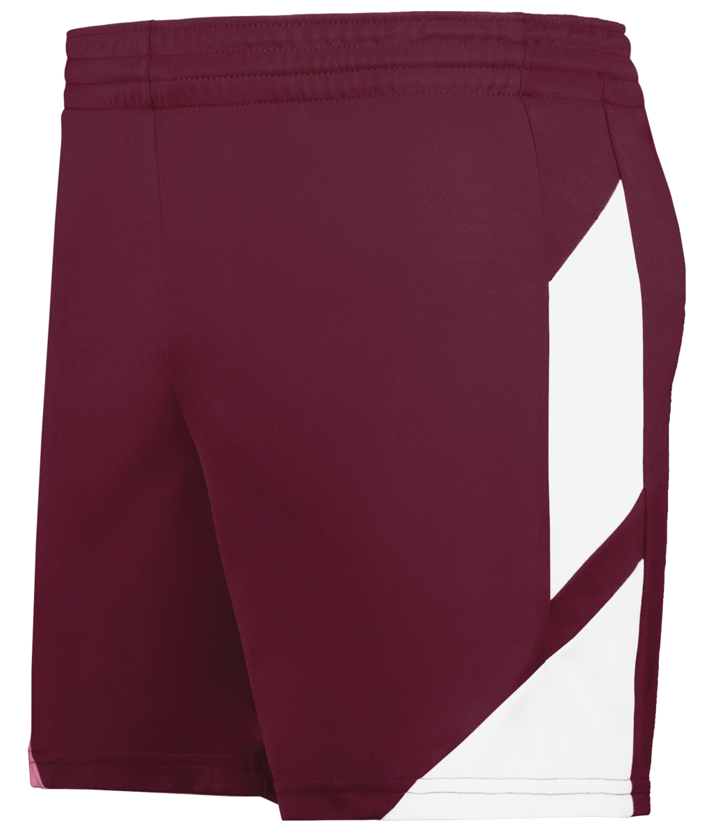 1738.380.M Ladies Step-Back Modern Fit Basketball Shorts, Maroon & White - Medium