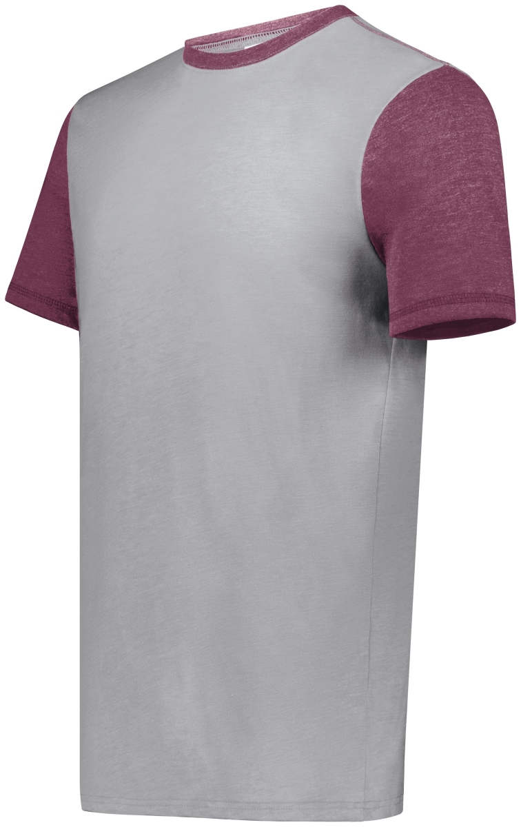 6876.32V.M Gameday Vintage Ringer T-Shirt, Grey Heather & Maroon Heather - Medium