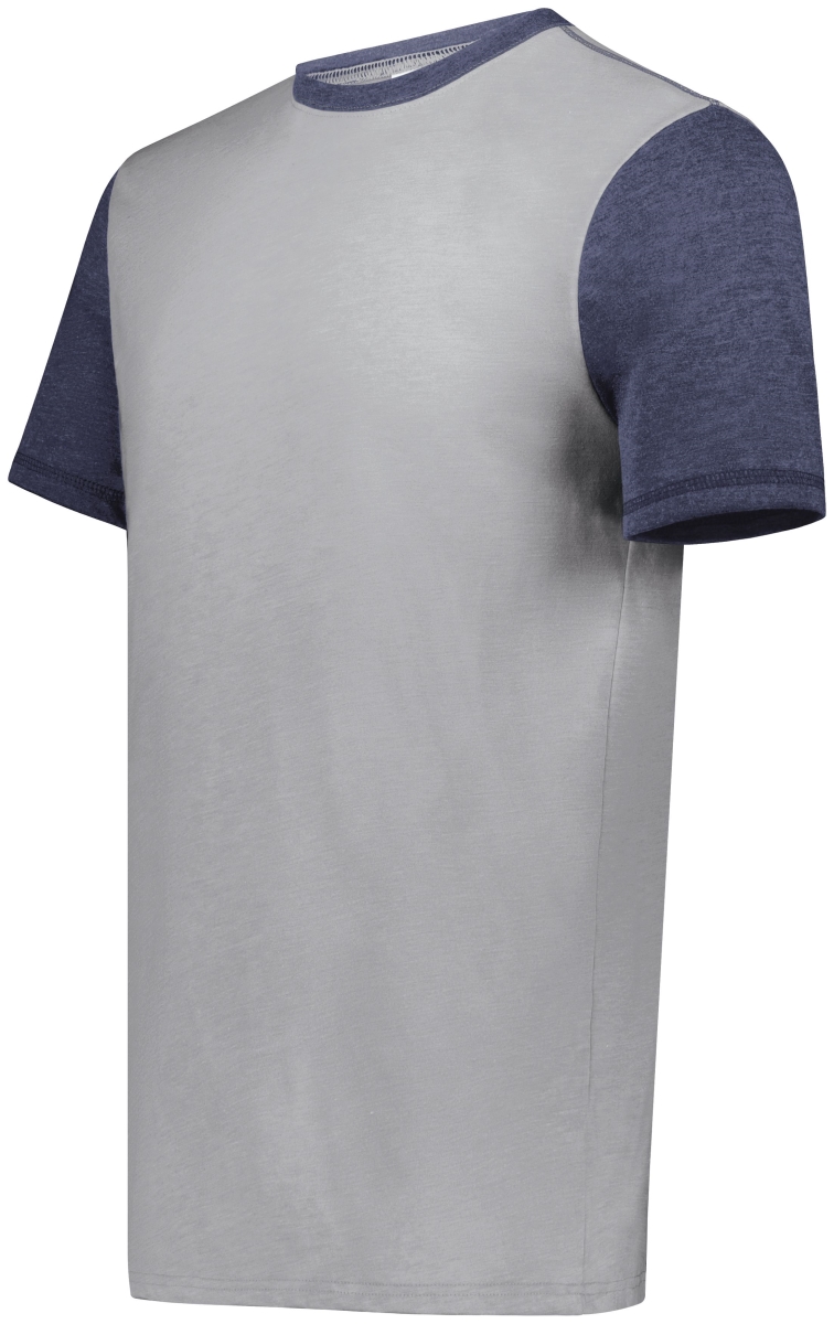 6876.29V.M Gameday Vintage Ringer T-Shirt, Grey Heather & Navy Heather - Medium