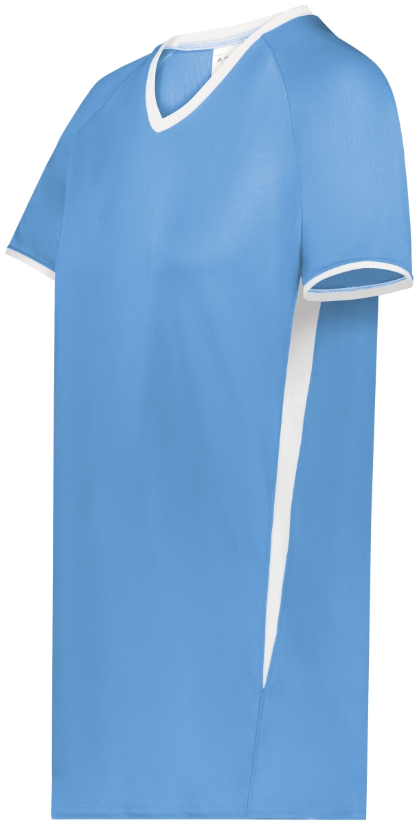 6916.293.S Girls Cutter Plus V-Neck Jersey, Columbia Blue & White - Small