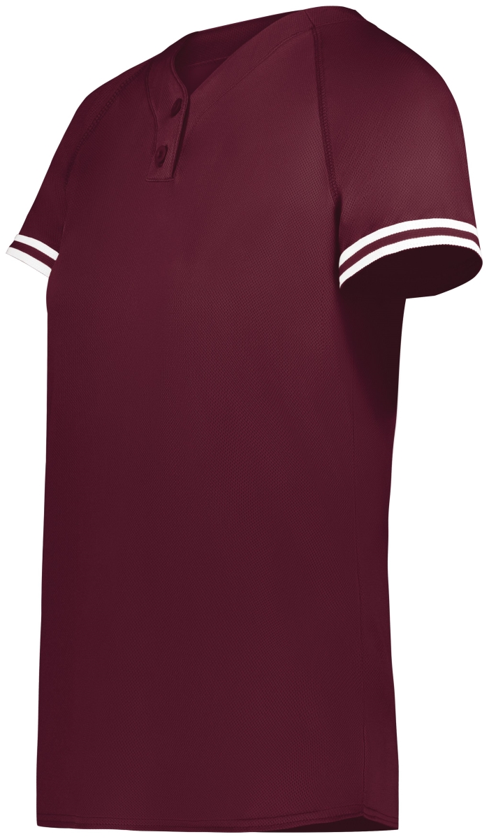 6917.380.S Ladies Cutter Plus Henley Jersey, Maroon & White - Small