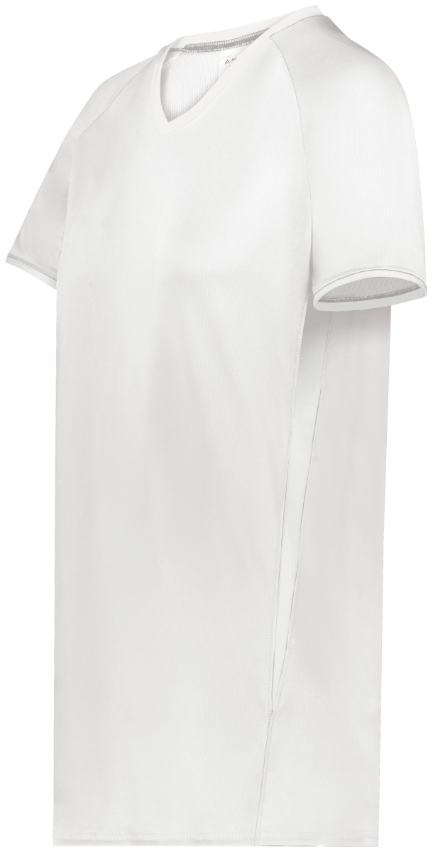 6915.005.L Ladies Cutter Plus V-Neck Jersey, White - Large