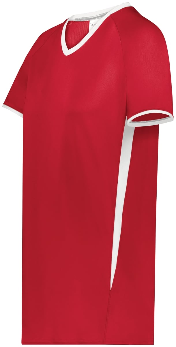 6915.408.XL Ladies Cutter Plus V-Neck Jersey, Scarlet & White - Extra Large