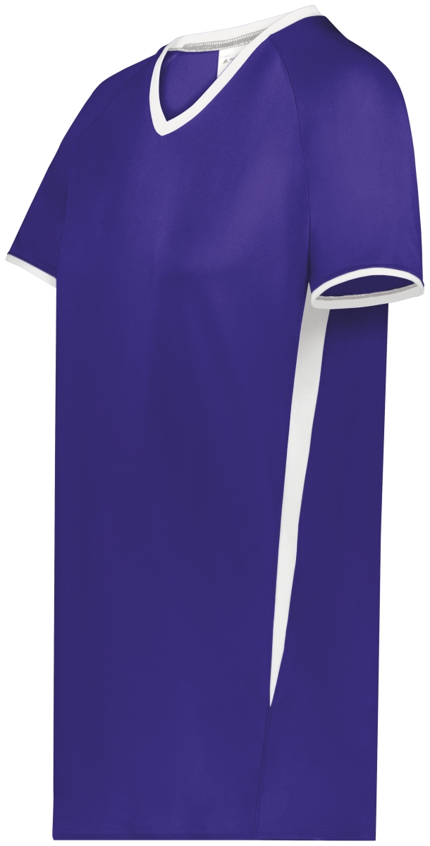 6915.450.XS Ladies Cutter Plus V-Neck Jersey, Purple & White - Extra Small