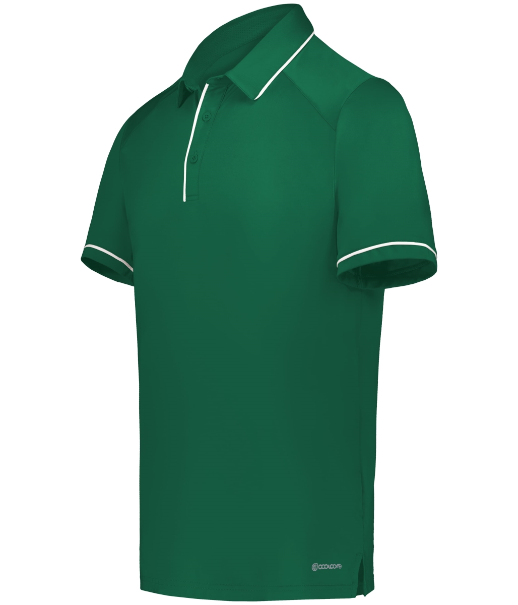 222518.438.M Performance Polo T-Shirt, Dark Green & White - Medium