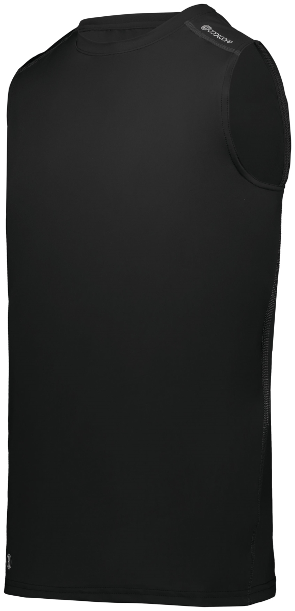 222593.080.S Crew Neck Tank Top, Black - Small